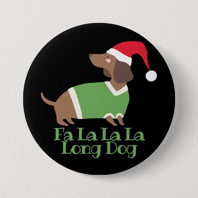 Lustiger Weihnachts-Dachshund Button (Vorderseite)