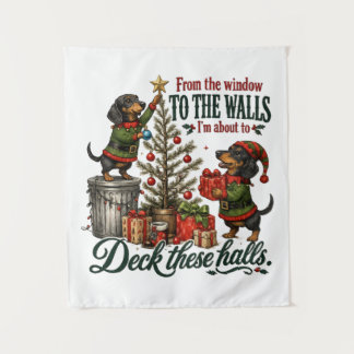 Lustiger Weihnachts-Dachshund Wandteppich