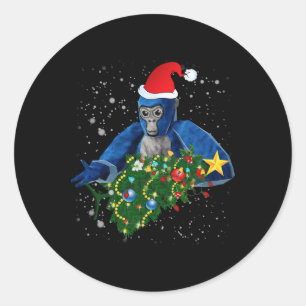 Lustiger Weihnachts-Gorilla-Tag  Runder Aufkleber