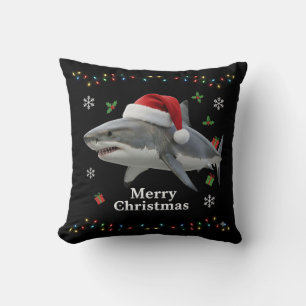 Lustiger Weihnachts-Hai-Santa-Hut realistische Fei Kissen