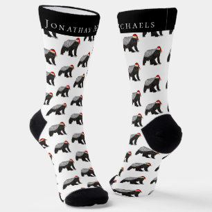 Lustiger Weihnachts-Honigdachs Personalisierter Fe Socken