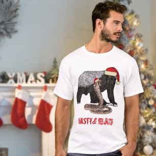 Lustiger Weihnachts-Honigdachs-und-Schlangen-Sloga T-Shirt