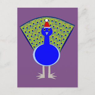 Lustiger Weihnachts-Pfau Postkarte