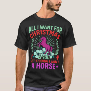 Lustiger Weihnachts Pferd Einhorn Liebhaber T-Shirt
