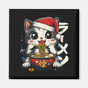Lustiger Weihnachts-Santa-Katze-Ramen Japanisch Ka Magnet
