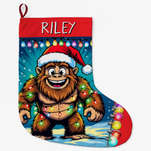Lustiger Weihnachts-Sasquatch personalisiert Großer Weihnachtsstrumpf