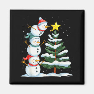 Lustiger Weihnachts-Schneemann-Baumschmuck Familie Magnet