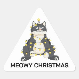 Lustiger Weihnachts-Smoking-Katz-Tierliebhaber Dreieckiger Aufkleber