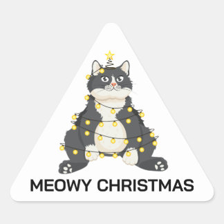 Lustiger Weihnachts-Smoking-Katz-Tierliebhaber Dreieckiger Aufkleber