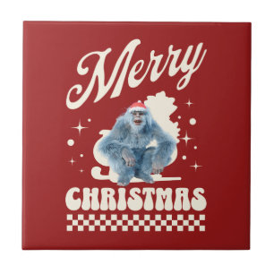 Lustiger Weihnachts-Yeti-Feiertags-Humor Fliese