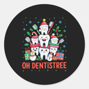 Lustiger Weihnachts-Zahnarzt Xmas Dental Oh Dentis Runder Aufkleber