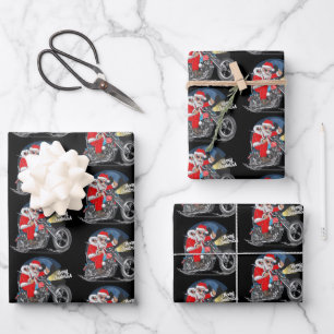 Lustiger Weihnachts-Zigarre-Motorrad-fahrender Wei Geschenkpapier Set