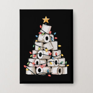 Lustiger Weihnachtsbadezimmer-Klopapierbaum Humor Button