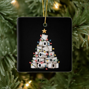 Lustiger Weihnachtsbadezimmer-Klopapierbaum Humor Keramikornament