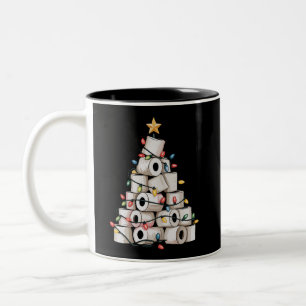 Lustiger Weihnachtsbadezimmer-Toilettenpapier-Baum Zweifarbige Tasse