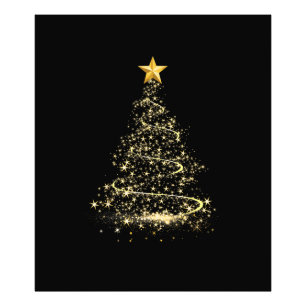 Lustiger Weihnachtsbaum in Gold Frohe Weihnachten Fotodruck