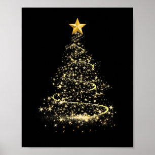 Lustiger Weihnachtsbaum in Gold Frohe Weihnachten Poster