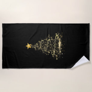 Lustiger Weihnachtsbaum in Gold Frohe Weihnachten Strandtuch