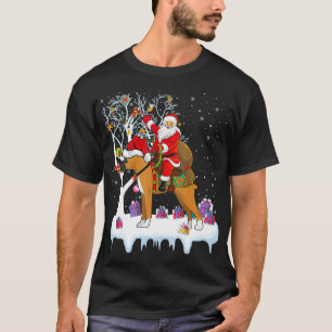 Lustiger Weihnachtsbaum mit Lichtern Santa reitet  T-Shirt