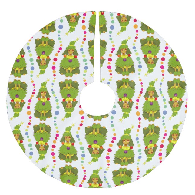 Lustiger Weihnachtsbaum-Pudel Polyester Weihnachtsbaumdecke (Vorderseite)