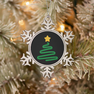 Lustiger Weihnachtsbaum Schneeflocken Zinn-Ornament