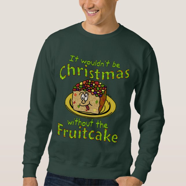 Lustiger WeihnachtsCartoon-Fruchtkuchen-hässlicher Sweatshirt (Vorderseite)