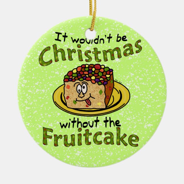 Lustiger WeihnachtsCartoon-Fruchtkuchen Keramikornament (Vorne)
