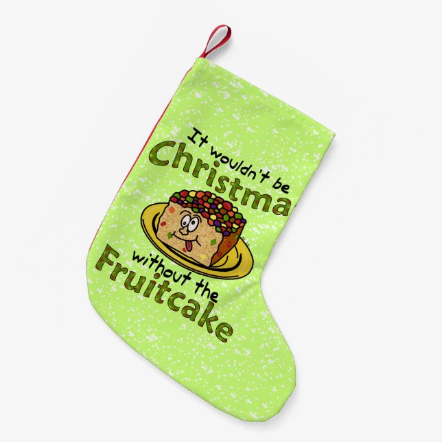 Lustiger WeihnachtsCartoon-Fruchtkuchen Kleiner Weihnachtsstrumpf (Vorderansicht (hängend))