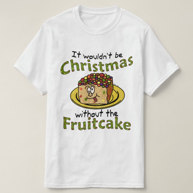 Lustiger WeihnachtsCartoon-Fruchtkuchen T-Shirt (Design vorne)