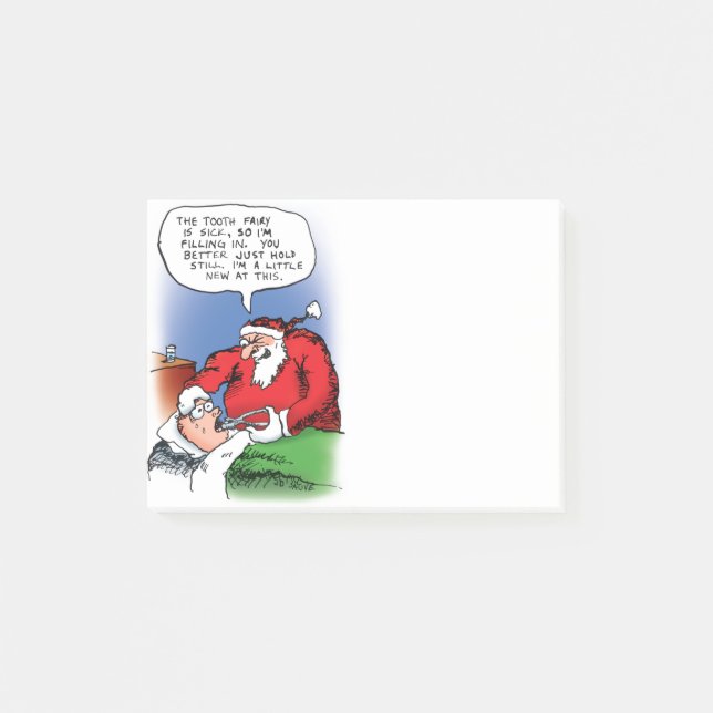 Lustiger WeihnachtsCartoon Zahn-Fee-Sankt Post-it Klebezettel (Vorderseite)