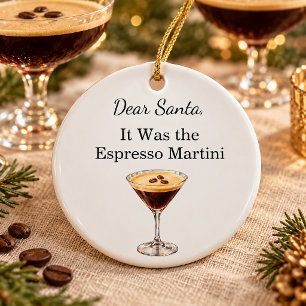 Lustiger Weihnachtscocktail Esprersso Martini Keramik Ornament