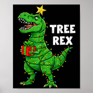 Lustiger Weihnachtsdinosaurier Baum Rex Dino Santa Poster