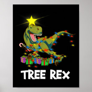 Lustiger Weihnachtsdinosaurier Baum Rex Männer Fra Poster