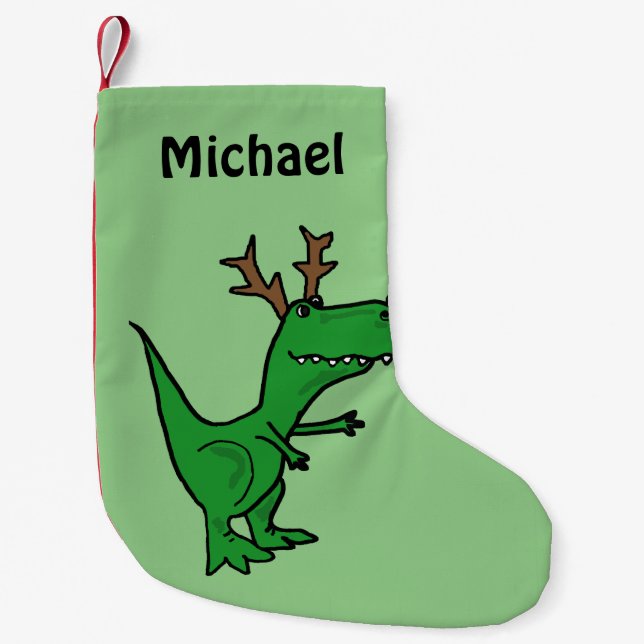 Lustiger Weihnachtsdinosaurier-Strumpf Kleiner Weihnachtsstrumpf (Vorderseite)