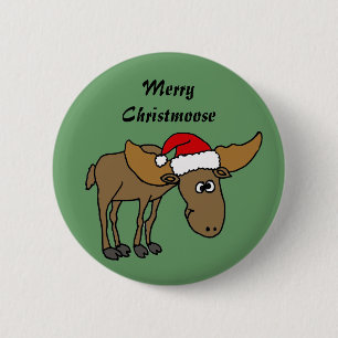 Lustiger Weihnachtselch-Cartoon Button