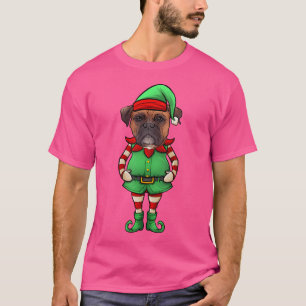 Lustiger Weihnachtself Boxerhund T-Shirt