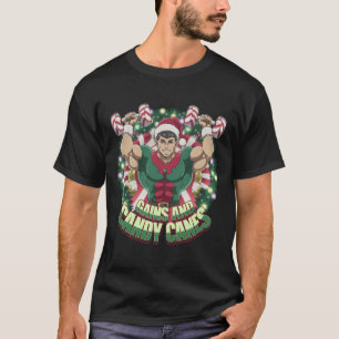 Lustiger Weihnachtself-Gym-Workout-Gewinn und Süßi T-Shirt