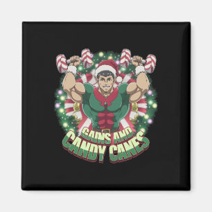 Lustiger Weihnachtself-Gym-Workout-Gewinne und Can Magnet