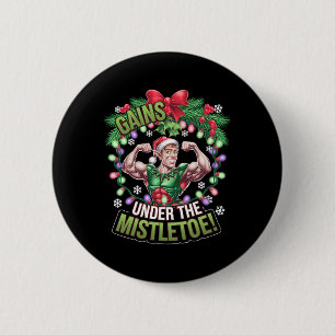 Lustiger Weihnachtself-Gym-Workout-Gewinne unter d Button