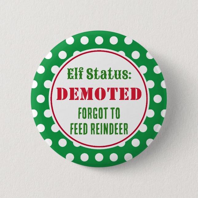 Lustiger Weihnachtself Knopf Button (Vorderseite)