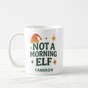 Lustiger Weihnachtself Morgen Fauler Personalisier Kaffeetasse