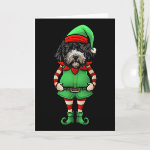 Lustiger Weihnachtself Portugiesischer Wasserhund Karte