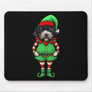 Lustiger Weihnachtself Portugiesischer Wasserhund  Mousepad