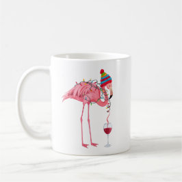 Lustiger Weihnachtsflamingo mit Wein Kaffeetasse