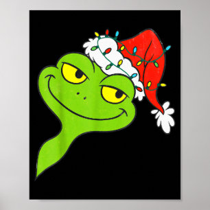 Lustiger Weihnachtsfrosch mit Santa-Hut und Lichte Poster