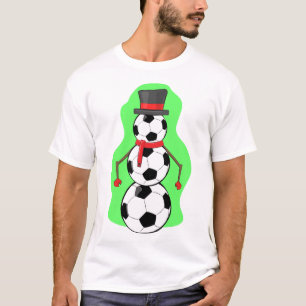 Lustiger Weihnachtsfußball-Schneemann T-Shirt
