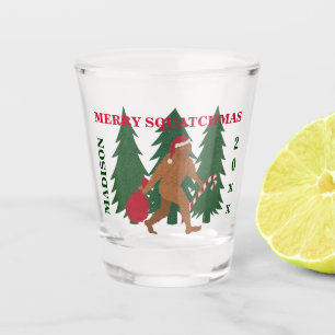 Lustiger WeihnachtsGeek Sankt Squatch Schnapsglas