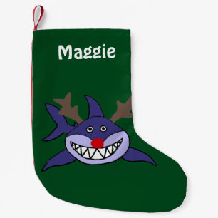 Lustiger Weihnachtshaifisch mit roter Nase Kleiner Weihnachtsstrumpf