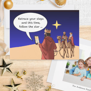 Lustiger Weihnachtshumor 3 Könige Satnav Stern Fot Feiertagskarte
