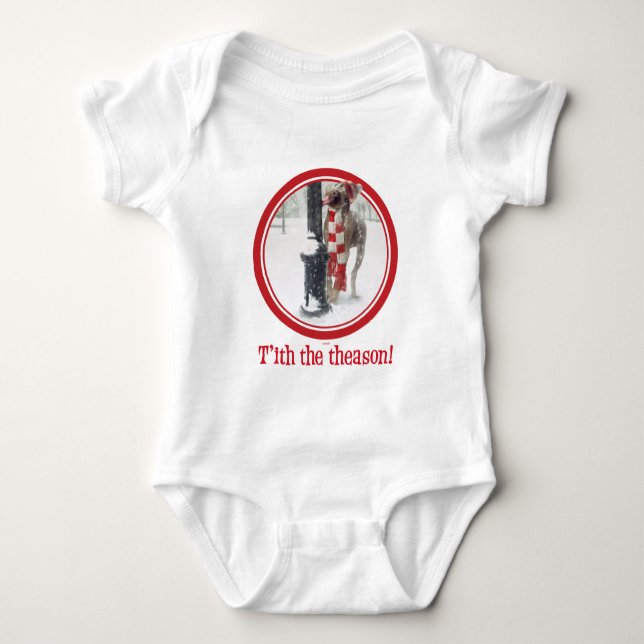 Lustiger Weihnachtshund leckt Polen Baby Strampler (Vorderseite)